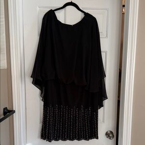 Xscape Black Midi Dress with Silver Detailing